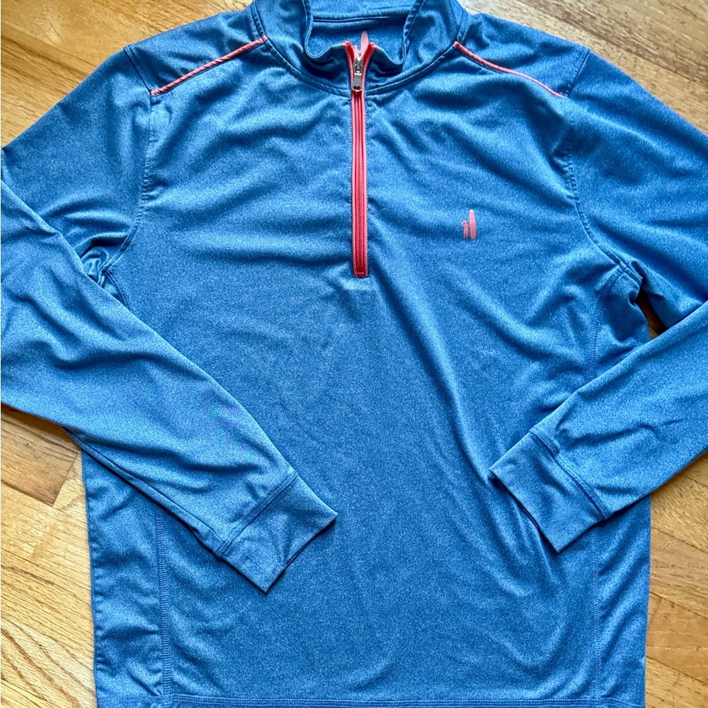 Johnnie-O Blue Quarter-Zip Pullover with Orange Accents